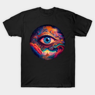 Psychedelic all seeing eye v1 round T-Shirt